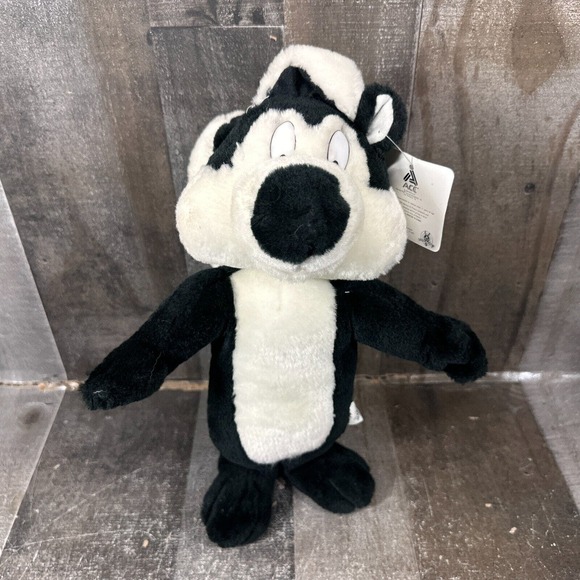 Vintage Ace 1997 Looney Tunes Pepe Le Pew 12" Tall Stuffed Animal Plush Skunk - Picture 1 of 10